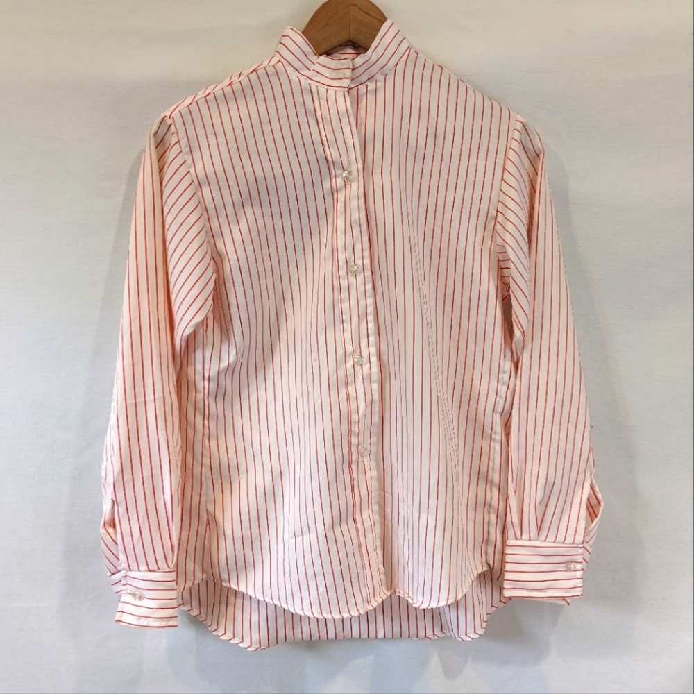 Vintage Libertyville Saddle Shop Red Pinstripe Riding Blouse Size XS/small
